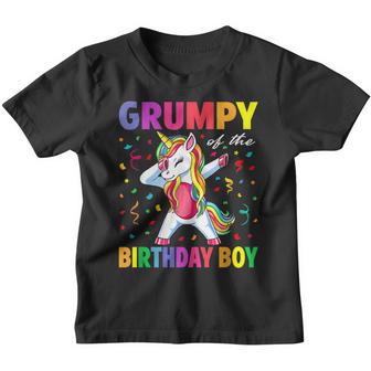 Grumpy Of The Birthday Party Boy Dabbing Unicorn Youth T-shirt - Thegiftio UK