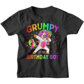 Grumpy Of The Birthday Party Boy Dabbing Unicorn Youth T-shirt - Thegiftio UK