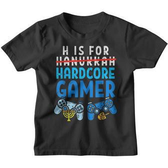 H Is For Hanukkah Gamer Video Gaming Boys Men Pajamas Youth T-shirt - Thegiftio UK
