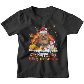 Hallothanksmas Halloween Thanksgiving Christmas Yorkshire Youth T-shirt - Thegiftio UK
