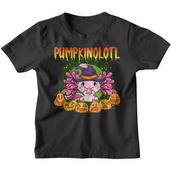 Halloween Axolotl Witch Pumpkin Orange Pumpkinolotl Youth T-shirt - Thegiftio UK