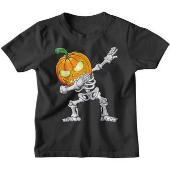 Halloween Boys Dabbing Skeleton Scary Pumpkin Jack O Lantern V14 Youth T-shirt - Thegiftio UK