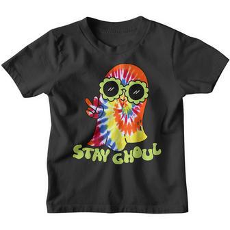 Halloween Costume Groovy Ghost Stay Ghoul Tie Dye Peace Sign V2 Youth T-shirt - Thegiftio UK