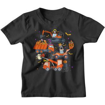 Halloween Crane Truck Construction Pumpkin Toddler Kids Boy Youth T-shirt - Thegiftio UK