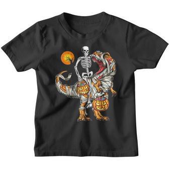 Halloween Funny Skeleton Riding Mummy Dinosaur Costume Youth T-shirt - Thegiftio UK