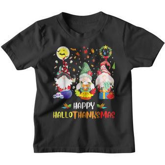 Halloween Gnomes Happy Hallothanksmas Thanksgiving Christmas V2 Youth T-shirt - Thegiftio UK