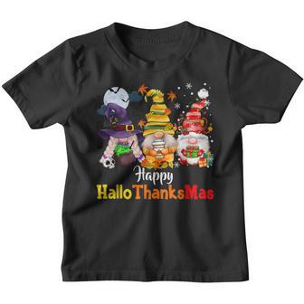 Halloween Gnomes Happy Hallothanksmas Thanksgiving Christmas V6 Youth T-shirt - Thegiftio UK