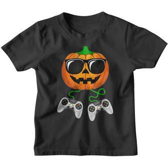 Halloween Jack O Lantern Gamer Boys Kids Men Funny Halloween V16 Youth T-shirt - Thegiftio UK