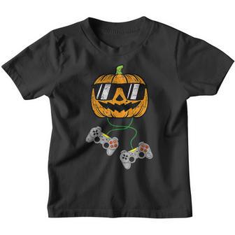 Halloween Jack O Lantern Video Gamer Pumpkin Boys Kids Men Youth T-shirt - Thegiftio UK