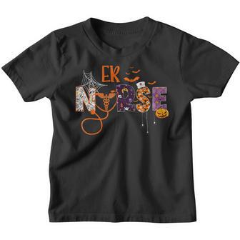 Halloween Nurse Nursing Cute Health Worker Halloween Pattern V19 Youth T-shirt - Thegiftio UK