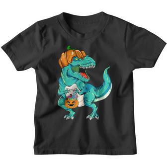 Halloween Scary Dinosaur T Rex Funny Pumpkin Hat Boys Men Youth T-shirt - Thegiftio UK