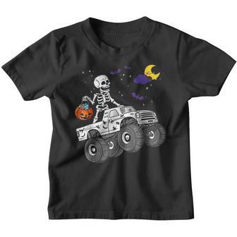 Halloween Skeleton Zombie Riding Monster Truck Vampire Boys Youth T-shirt - Thegiftio UK
