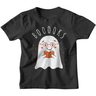 Halloween Teacher Librarian Books Reading Ghost Pun Booooks V4 Youth T-shirt - Thegiftio UK