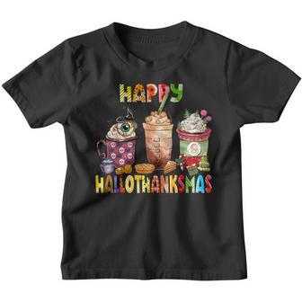 Halloween Thanksgiving Christmas Happy Hallothanksmas Funny V2 Youth T-shirt - Thegiftio UK