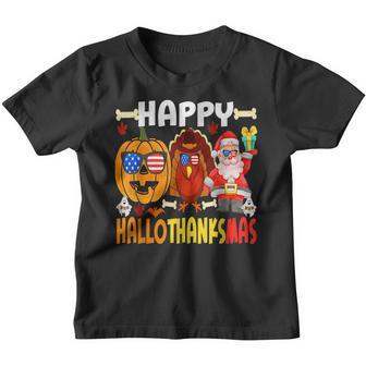 Halloween Thanksgiving Christmas Happy Hallothanksmas Funny Youth T-shirt - Thegiftio UK