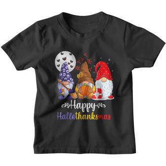 Halloween Thanksgiving Christmas Happy Hallothanksmas Gnomes V34 Youth T-shirt - Thegiftio UK