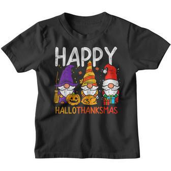 Halloween Thanksgiving Christmas Happy Hallothanksmas Gnomes V56 Youth T-shirt - Thegiftio UK
