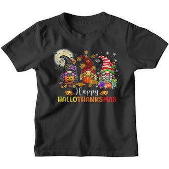 Halloween Thanksgiving Christmas Happy Hallothanksmas Gnomes V57 Youth T-shirt - Thegiftio UK