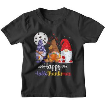 Halloween Thanksgiving Christmas Happy Hallothanksmas Gnomes V59 Youth T-shirt - Thegiftio UK