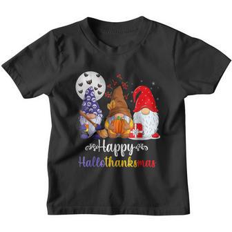 Halloween Thanksgiving Christmas Happy Hallothanksmas Gnomes V60 Youth T-shirt - Thegiftio UK