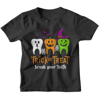 Halloween Trick Or Treat Brush Your Th Dental Ghost Funny V3 Youth T-shirt - Thegiftio UK
