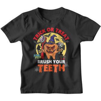 Halloween Trick Or Treat Brush Your Th Dental Ghost Funny V5 Youth T-shirt - Thegiftio UK