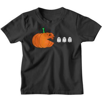 Halloween With Pumpkin Eating Ghosts Funny Thanksgiving Youth T-shirt - Thegiftio UK