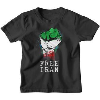 Hand Fist Free Iran Stand With The Women Iranian Flag Youth T-shirt - Thegiftio UK