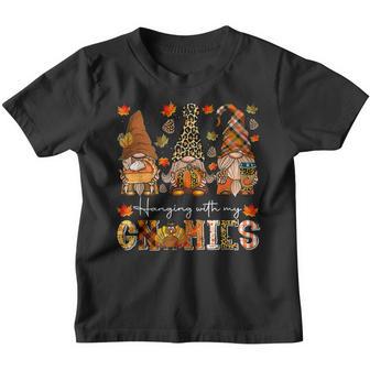 Hanging With My Gnomies Leopard Gnome Thanksgiving Kid Women Youth T-shirt - Thegiftio UK