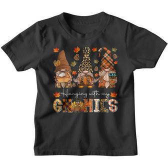 Hanging With My Gnomies Leopard Gnome Thanksgiving Kid Women Youth T-shirt - Thegiftio UK