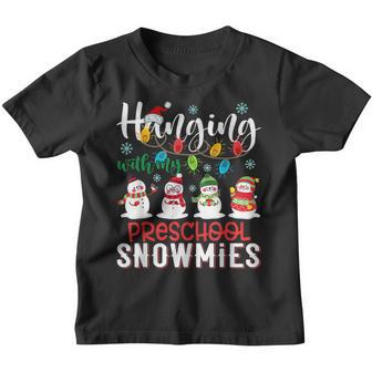 Hanging With My Preschool Snowmies Christmas Teacher Student Youth T-shirt - Thegiftio UK