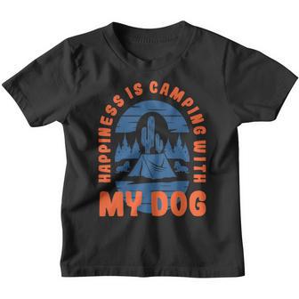 Happiness Is Camping With My Dog Awesome Present Youth T-shirt - Thegiftio UK