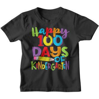 Happy 100 Days Of Kindergarten Teacher And Kids Colorful Youth T-shirt - Thegiftio UK