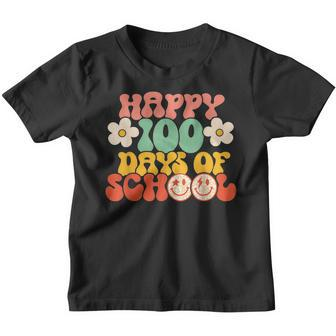 Happy 100 Days Of School 100 Days Smarter Groovy Retro Funny Youth T-shirt - Thegiftio