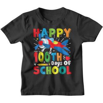 Happy 100 Days Of School Airplane Teacher Boys Kids Toddlers Youth T-shirt - Thegiftio UK