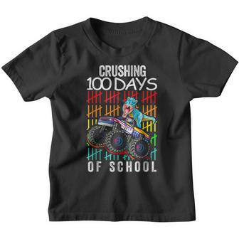 Happy 100 Days Of School Boys Dino Gift Monster Truck Youth T-shirt - Thegiftio UK
