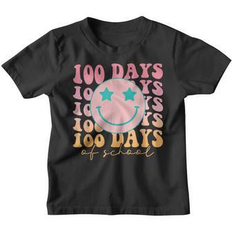 Happy 100 Days Of School Happy Smiling Face Retro Groovy Youth T-shirt - Thegiftio UK