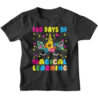 Happy 100 Days Of School Magical Learning Unicorn Face Gifts Youth T-shirt - Thegiftio UK