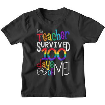 Happy 100 Days Of School My Teacher Survived 100 Days Of Me Youth T-shirt - Thegiftio UK