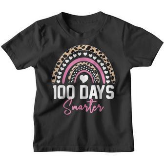 Happy 100 Days Smarter Rainbow Leopard 100Th Day Of School Youth T-shirt - Thegiftio UK