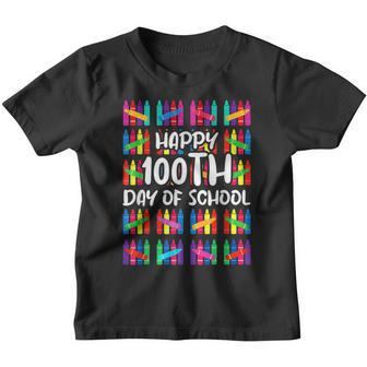 Happy 100Th Day Colorful Color Pen Happy 100 Days Of School Youth T-shirt - Seseable