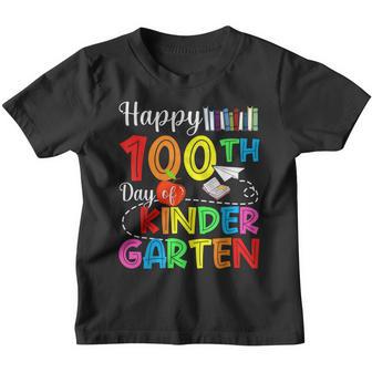 Happy 100Th Day Of Kindergarten Teacher Or Student Boy Girls Youth T-shirt - Thegiftio UK