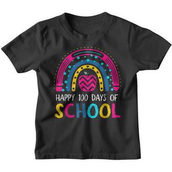 Happy 100Th Day Of School 100 Days Smarter Colourful Rainbow Youth T-shirt - Thegiftio UK