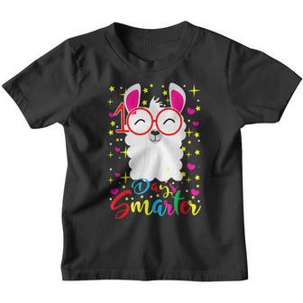 Happy 100Th Day Of School 100 Days Smarter Llama Lover Girls Youth T-shirt - Thegiftio UK
