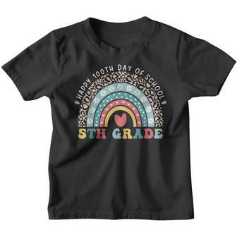 Happy 100Th Day Of School 5Th Grade Rainbow 100 Days School Youth T-shirt - Thegiftio UK