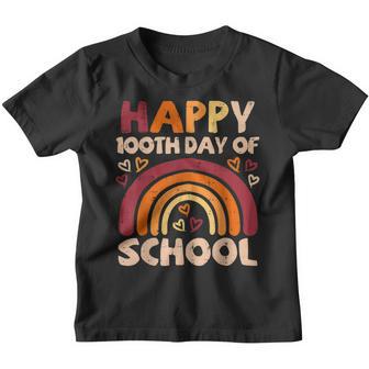 Happy 100Th Day Of School Black Rainbow 100 Days Teacher Youth T-shirt - Thegiftio UK