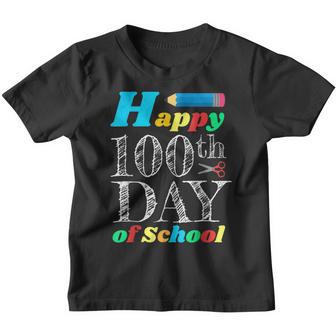 Happy 100Th Day Of School Colorful Celebration Scissors Youth T-shirt - Thegiftio UK