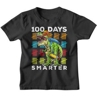 Happy 100Th Day Of School Dinosaur 100 Days Smarter Youth T-shirt - Thegiftio UK