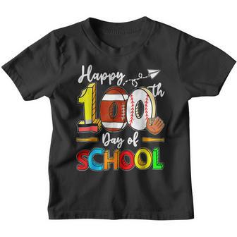 Happy 100Th Day Of School Football Baseball Gift 100 Days V2 Youth T-shirt - Thegiftio UK