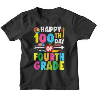 Happy 100Th Day Of School Fourth Grade Teacher And Student Youth T-shirt - Thegiftio UK